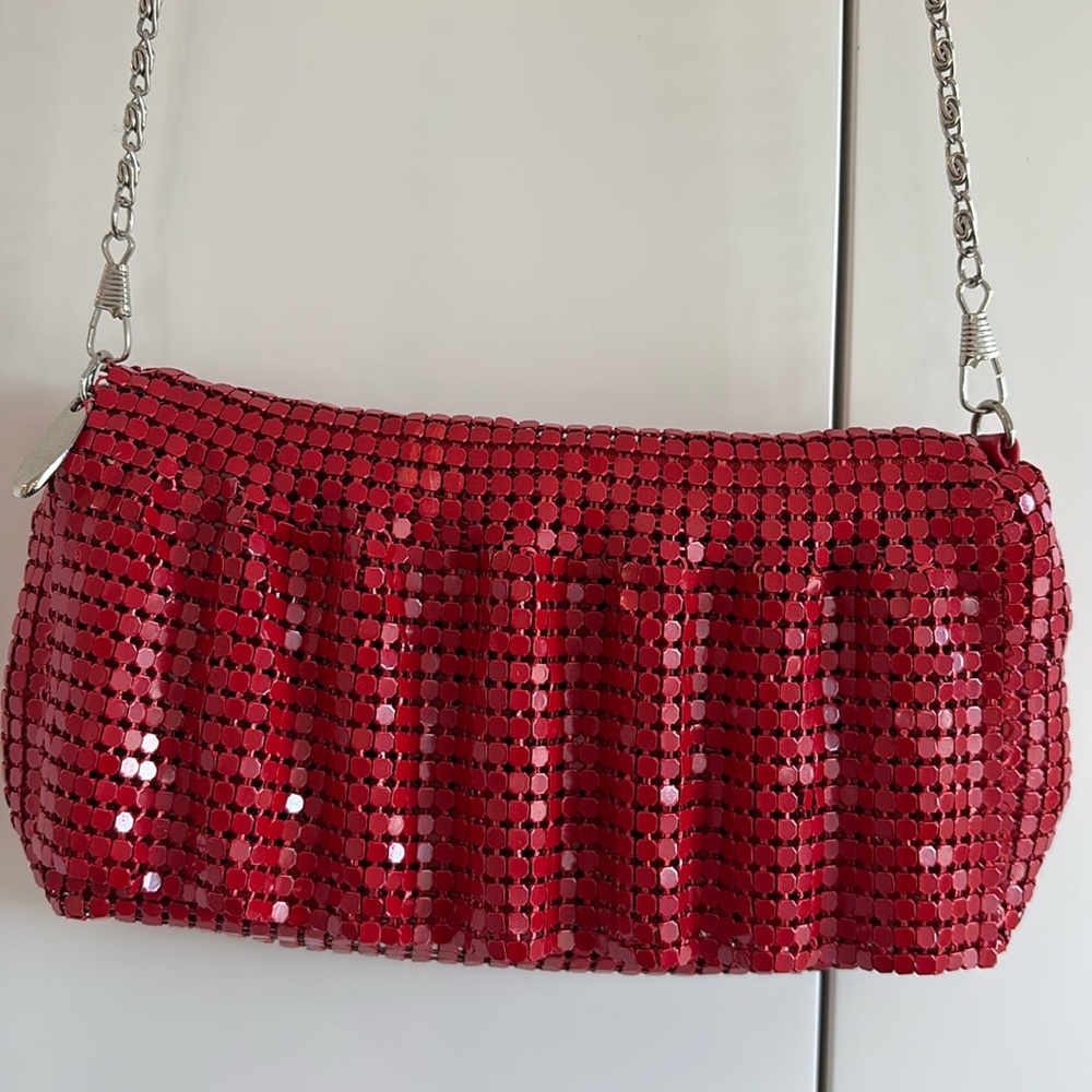 Red metal bag